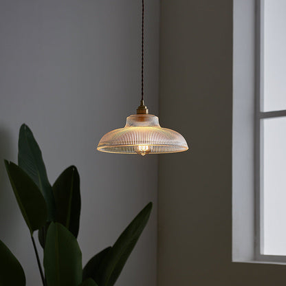 Traditional Vintage Round Iron Glass 1-Light Pendant Light For Living Room