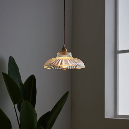 Traditional Vintage Round Iron Glass 1-Light Pendant Light For Living Room
