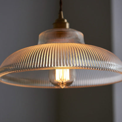 Traditional Vintage Round Iron Glass 1-Light Pendant Light For Living Room