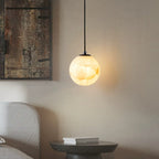 Contemporary Nordic Globe Copper Stone 1-Light Pendant Light For Living Room