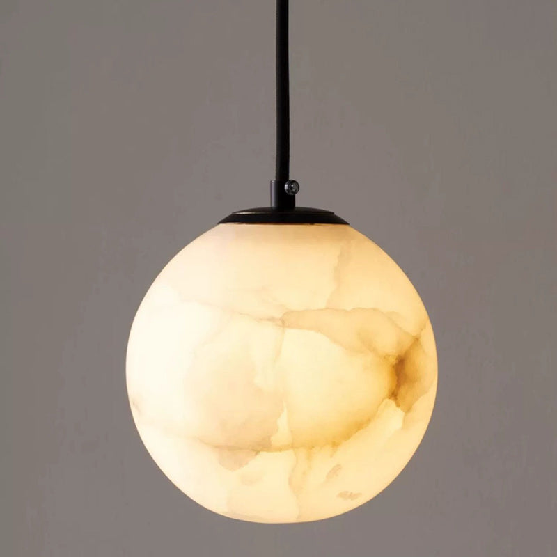Contemporary Nordic Globe Copper Stone 1-Light Pendant Light For Living Room