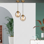 Contemporary Scandinavian Globe Iron Glass 1-Light Pendant Light For Living Room