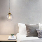Contemporary Scandinavian Globe Iron Glass 1-Light Pendant Light For Living Room