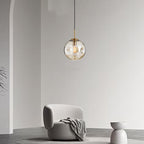 Contemporary Nordic Globe Iron Glass 1-Light Pendant Light For Living Room