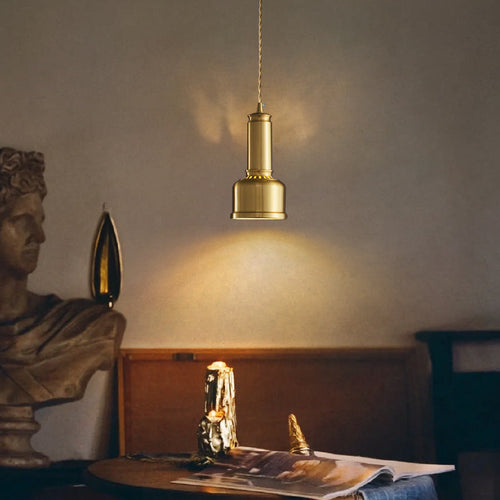 Traditional Vintage Cylinder Copper 1-Light Pendant Light For Living Room