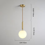 Contemporary Nordic Globe Copper Glass 1-Light Pendant Light For Living Room