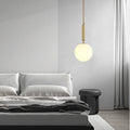Contemporary Nordic Globe Copper Glass 1-Light Pendant Light For Living Room