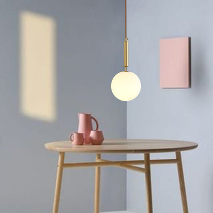 Contemporary Nordic Globe Copper Glass 1-Light Pendant Light For Living Room