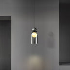 Contemporary Luxury Cylinder Oval Copper Glass 1-Light Pendant Light For Living Room