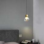 Contemporary Luxury Cylinder Oval Copper Glass 1-Light Pendant Light For Living Room