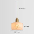 Contemporary Luxury Cylinder Copper Stone 1-Light Pendant Light For Living Room
