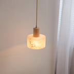Contemporary Luxury Cylinder Copper Stone 1-Light Pendant Light For Living Room