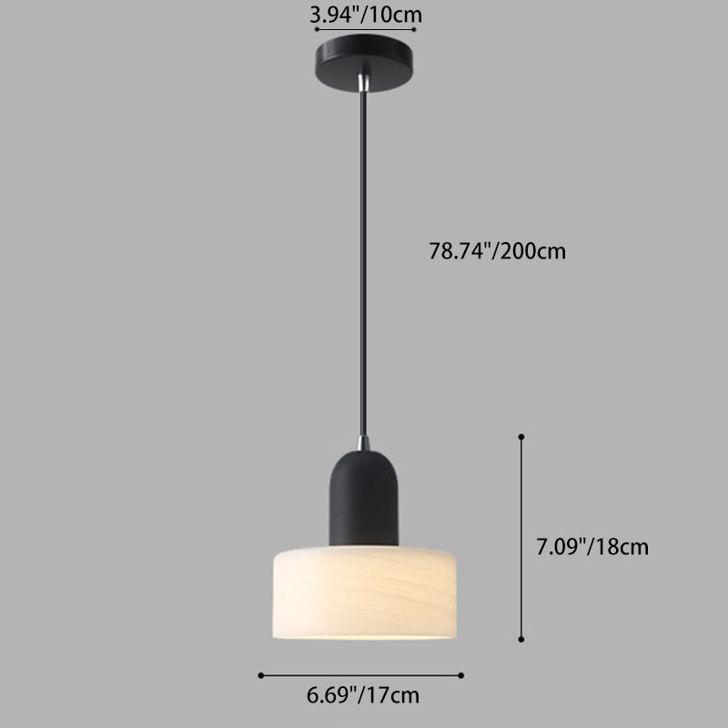 Contemporary Scandinavian Round Iron Glass 1-Light Pendant Light For Living Room