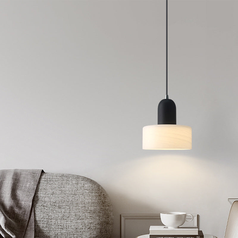 Contemporary Scandinavian Round Iron Glass 1-Light Pendant Light For Living Room