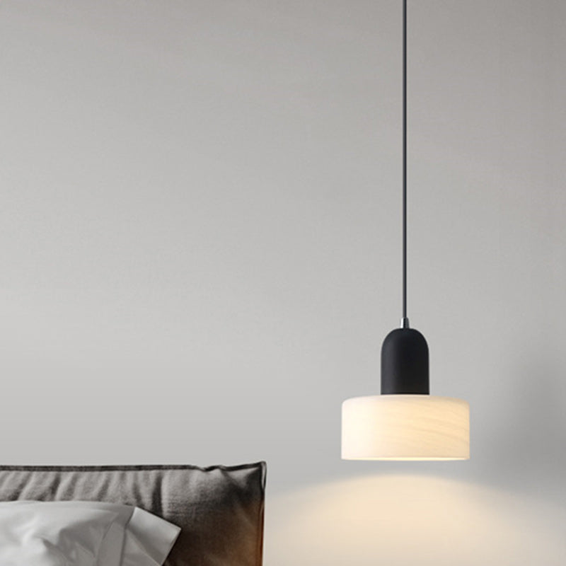 Contemporary Scandinavian Round Iron Glass 1-Light Pendant Light For Living Room
