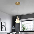 Contemporary Luxury Diamond Copper Glass 1-Light Pendant Light For Living Room