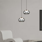 Modern Minimalist Oval Iron Glass Acrylic LED Pendant Light For Living Room