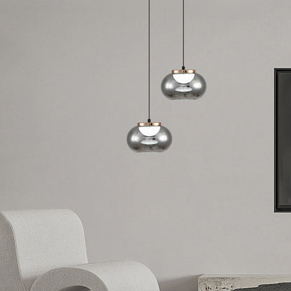 Modern Minimalist Oval Iron Glass Acrylic LED Pendant Light For Living Room