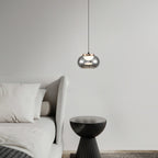 Modern Minimalist Oval Iron Glass Acrylic LED Pendant Light For Living Room