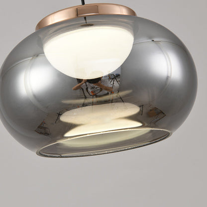 Modern Minimalist Oval Iron Glass Acrylic LED Pendant Light For Living Room