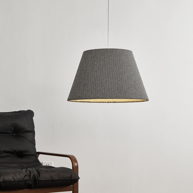 Modern Minimalist Drum Fabric 1-Light Pendant Light For Living Room