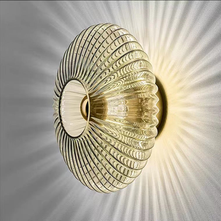 Contemporary Retro Round Iron Glass 1-Light Wall Sconce Lamp For Living Room