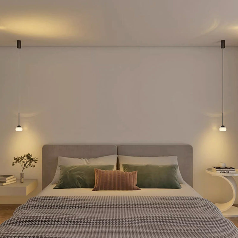 Modern Minimalist Oval Aluminum Plastic LED Pendant Light For Living Room