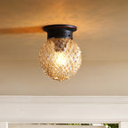 Traditional Vintage Globe Iron Glass 1-light Semi-flush Mount Ceiling Light for Living Room
