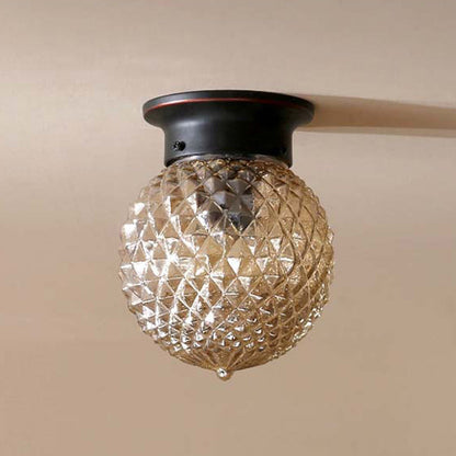 Traditional Vintage Globe Iron Glass 1-light Semi-flush Mount Ceiling Light for Living Room
