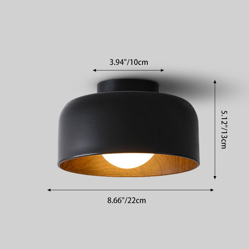 Contemporary Nordic Round Iron Glass 1-Light Semi-Flush Mount Ceiling Light For Living Room Lumendat