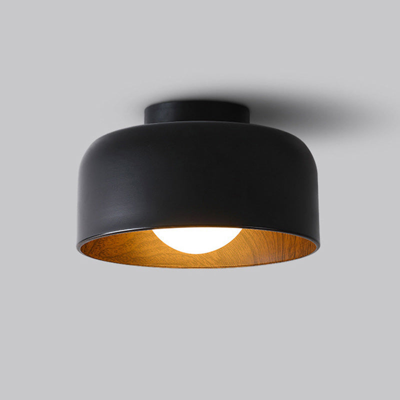 Contemporary Nordic Round Iron Glass 1-Light Semi-Flush Mount Ceiling Light For Living Room Lumendat