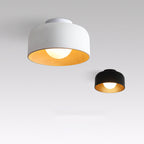 Contemporary Nordic Round Iron Glass 1-Light Semi-Flush Mount Ceiling Light For Living Room Lumendat