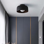 Contemporary Nordic Round Iron Glass 1-Light Semi-Flush Mount Ceiling Light For Living Room Lumendat