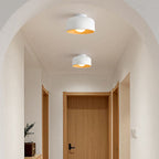 Contemporary Nordic Round Iron Glass 1-Light Semi-Flush Mount Ceiling Light For Living Room Lumendat