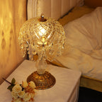 Traditional French Teardrop Copper Glass 1-Light Table Lamp For Living Room Lumendat