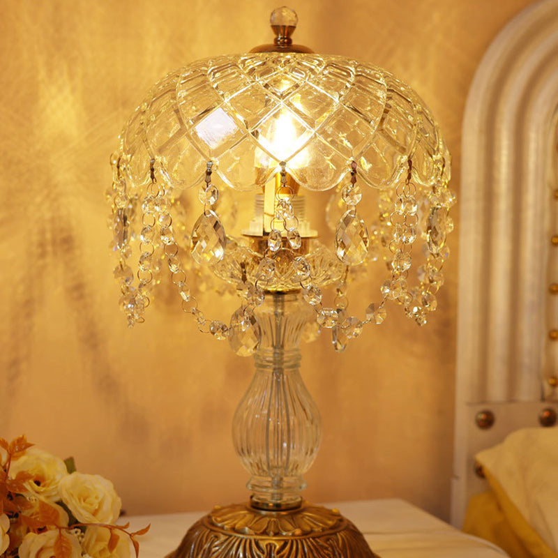 Traditional French Teardrop Copper Glass 1-Light Table Lamp For Living Room Lumendat