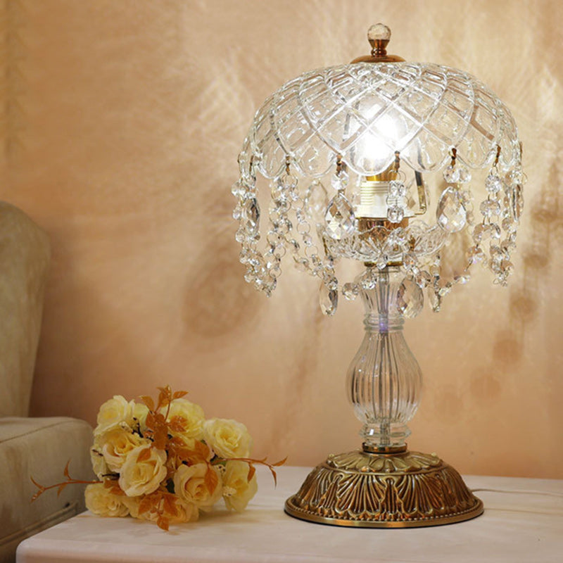 Traditional French Teardrop Copper Glass 1-Light Table Lamp For Living Room Lumendat