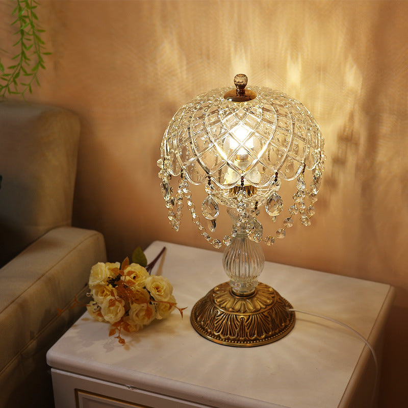 Traditional French Teardrop Copper Glass 1-Light Table Lamp For Living Room Lumendat
