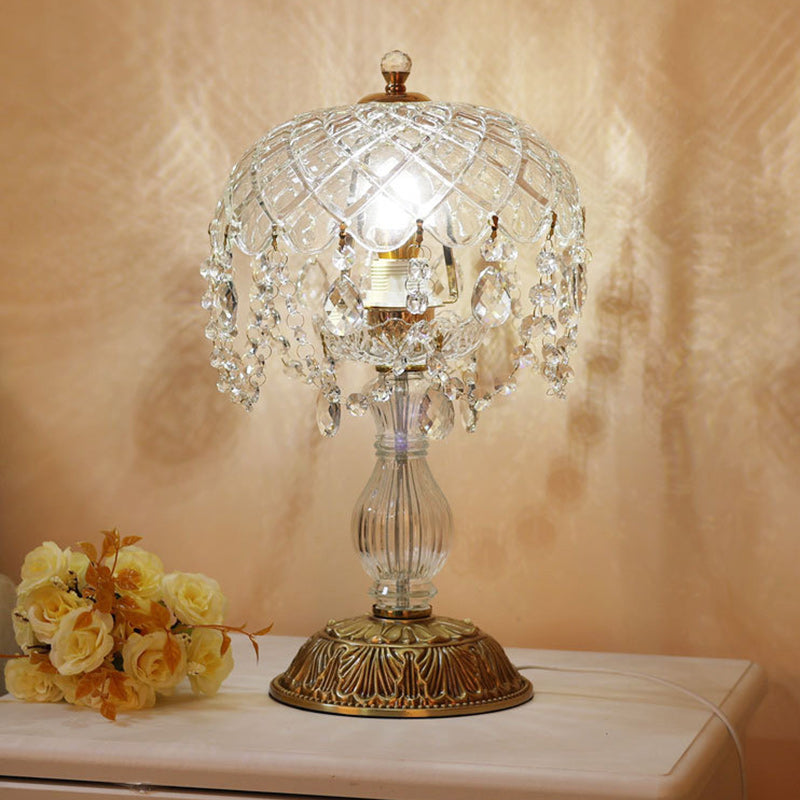 Traditional French Teardrop Copper Glass 1-Light Table Lamp For Living Room Lumendat