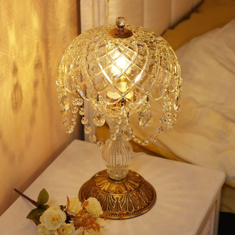 Traditional French Teardrop Copper Glass 1-Light Table Lamp For Living Room Lumendat