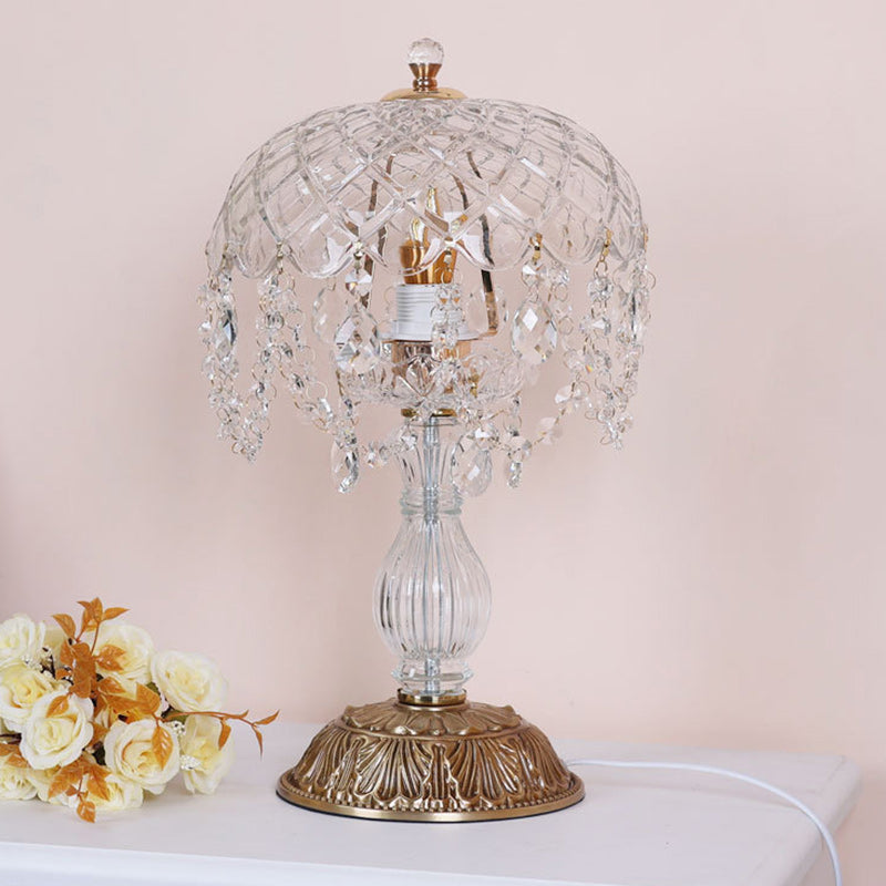 Traditional French Teardrop Copper Glass 1-Light Table Lamp For Living Room Lumendat
