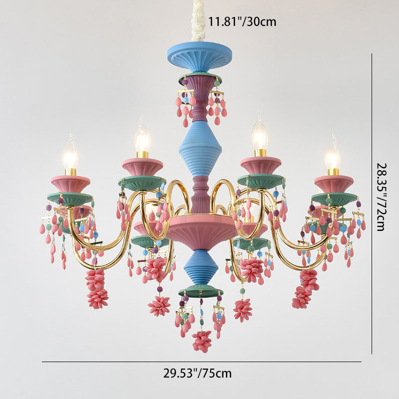 Lumendat Traditional French Candlestick Iron Crystal 8-Light Kids Chandelier For Living Room Lumendat