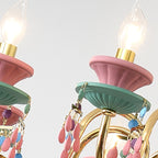 Lumendat Traditional French Candlestick Iron Crystal 8-Light Kids Chandelier For Living Room Lumendat