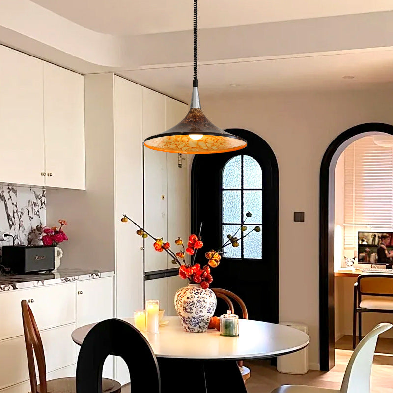 Traditional Vintage Dome Iron Acrylic 1-Light Pendant Light For Living Room
