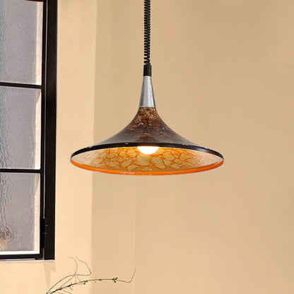 Traditional Vintage Dome Iron Acrylic 1-Light Pendant Light For Living Room