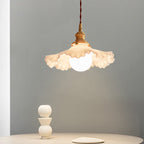 Contemporary Nordic Flower Copper Glass 1-Light Pendant Light For Living Room