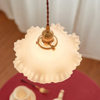 Contemporary Nordic Flower Copper Glass 1-Light Pendant Light For Living Room