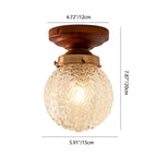 Traditional Vintage Globe Wood Glass 1-light Semi-flush Mount Ceiling Light for Living Room