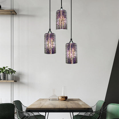 Contemporary Creative Cylinder Iron Glass 1/3-Light Pendant Light For Living Room