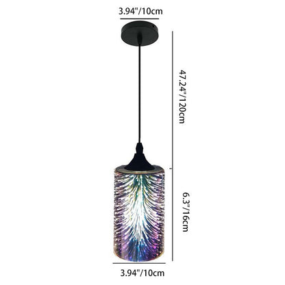 Contemporary Creative Cylinder Iron Glass 1/3-Light Pendant Light For Living Room